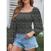 imageEVALESS Square Neck Tops Puff Long Sleeve Blouses for Women Dressy Casual Spring Fashion 20245 B Black