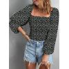 imageEVALESS Square Neck Tops Puff Long Sleeve Blouses for Women Dressy Casual Spring Fashion 20245 B Black