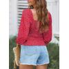 imageEVALESS Square Neck Tops Puff Long Sleeve Blouses for Women Dressy Casual Spring Fashion 20246 B Red