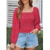 imageEVALESS Square Neck Tops Puff Long Sleeve Blouses for Women Dressy Casual Spring Fashion 20246 B Red