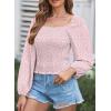 imageEVALESS Square Neck Tops Puff Long Sleeve Blouses for Women Dressy Casual Spring Fashion 20248 B Pink
