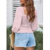 imageEVALESS Square Neck Tops Puff Long Sleeve Blouses for Women Dressy Casual Spring Fashion 20248 B Pink
