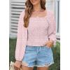imageEVALESS Square Neck Tops Puff Long Sleeve Blouses for Women Dressy Casual Spring Fashion 20248 B Pink