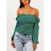 imageEVALESS Square Neck Tops Puff Long Sleeve Blouses for Women Dressy Casual Spring Fashion 2024Green
