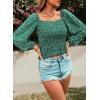 imageEVALESS Square Neck Tops Puff Long Sleeve Blouses for Women Dressy Casual Spring Fashion 2024Green