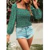 imageEVALESS Square Neck Tops Puff Long Sleeve Blouses for Women Dressy Casual Spring Fashion 2024Green