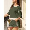 imageEVALESS Womens 2 Piece Sets Summer Casual Short Sleeve Tops Matching Drawstring Mini Skirt Going Out Lounge OutfitsMoss Green