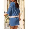 imageEVALESS Womens 2 Piece Sets Summer Casual Short Sleeve Tops Matching Drawstring Mini Skirt Going Out Lounge OutfitsNavy Blue