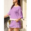 imageEVALESS Womens 2 Piece Sets Summer Casual Short Sleeve Tops Matching Drawstring Mini Skirt Going Out Lounge OutfitsOrchid Petal