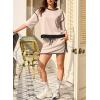 imageEVALESS Womens 2 Piece Sets Summer Casual Short Sleeve Tops Matching Drawstring Mini Skirt Going Out Lounge OutfitsParchment