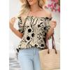 imageEVALESS Womens Tops Off The Shoulder Blouses for Women Dressy Casual Cute Puff Sleeve T Shirts Fashion 2025Black Floral