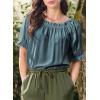 imageEVALESS Womens Tops Off The Shoulder Blouses for Women Dressy Casual Cute Puff Sleeve T Shirts Fashion 2025Prussian Blue