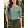 imageEVALESS Womens Tops Off The Shoulder Blouses for Women Dressy Casual Cute Puff Sleeve T Shirts Fashion 2025Turquoise Green