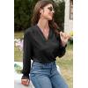 imageEVALESS Work Blouses for Women Long Sleeve Blouses Business Spring Top Womens V Neck Office ShirtsB Black