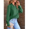 imageEVALESS Work Blouses for Women Long Sleeve Blouses Business Spring Top Womens V Neck Office ShirtsB Green