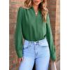 imageEVALESS Work Blouses for Women Long Sleeve Blouses Business Spring Top Womens V Neck Office ShirtsB Green