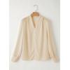 imageEVALESS Work Blouses for Women Long Sleeve Blouses Business Spring Top Womens V Neck Office ShirtsB Khaki