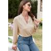imageEVALESS Work Blouses for Women Long Sleeve Blouses Business Spring Top Womens V Neck Office ShirtsB Khaki