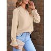 imageEVALESS Work Blouses for Women Long Sleeve Blouses Business Spring Top Womens V Neck Office ShirtsB Khaki