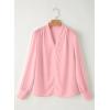imageEVALESS Work Blouses for Women Long Sleeve Blouses Business Spring Top Womens V Neck Office ShirtsB Pink