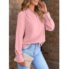 imageEVALESS Work Blouses for Women Long Sleeve Blouses Business Spring Top Womens V Neck Office ShirtsB Pink