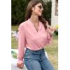 imageEVALESS Work Blouses for Women Long Sleeve Blouses Business Spring Top Womens V Neck Office ShirtsB Pink