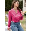 imageEVALESS Work Blouses for Women Long Sleeve Blouses Business Spring Top Womens V Neck Office ShirtsB Rose