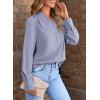 imageEVALESS Work Blouses for Women Long Sleeve Blouses Business Spring Top Womens V Neck Office ShirtsB Sky Blue