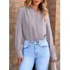 imageEVALESS Work Blouses for Women Long Sleeve Blouses Business Spring Top Womens V Neck Office ShirtsD Grey