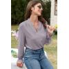 imageEVALESS Work Blouses for Women Long Sleeve Blouses Business Spring Top Womens V Neck Office ShirtsD Grey