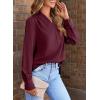 imageEVALESS Work Blouses for Women Long Sleeve Blouses Business Spring Top Womens V Neck Office ShirtsD Red