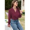 imageEVALESS Work Blouses for Women Long Sleeve Blouses Business Spring Top Womens V Neck Office ShirtsD Red