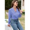imageEVALESS Work Blouses for Women Long Sleeve Blouses Business Spring Top Womens V Neck Office ShirtsD Sky Blue