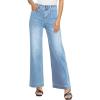 imageEVALESS Womens Wide Leg Jeans High Waisted Stretchy Loose Denim PantsIceland Blue