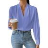 imageEVALESS Work Blouses for Women Long Sleeve Blouses Business Spring Top Womens V Neck Office ShirtsD Sky Blue