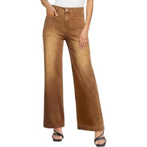 imageEVALESS Womens Wide Leg Jeans High Waisted Stretchy Loose Denim PantsBrown