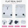 imageEVALESS Long Sleeve Tops for Women Trendy Striped Button Up Tunic Shirts Loose Fit Sexy Henley Tee Blouses1b White
