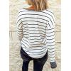 imageEVALESS Long Sleeve Tops for Women Trendy Striped Button Up Tunic Shirts Loose Fit Sexy Henley Tee Blouses1b White