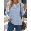 imageEVALESS Long Sleeve Tops for Women Trendy Striped Button Up Tunic Shirts Loose Fit Sexy Henley Tee Blouses3b Sky Blue
