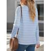 imageEVALESS Long Sleeve Tops for Women Trendy Striped Button Up Tunic Shirts Loose Fit Sexy Henley Tee Blouses3b Sky Blue