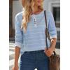 imageEVALESS Long Sleeve Tops for Women Trendy Striped Button Up Tunic Shirts Loose Fit Sexy Henley Tee Blouses3b Sky Blue