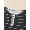 imageEVALESS Long Sleeve Tops for Women Trendy Striped Button Up Tunic Shirts Loose Fit Sexy Henley Tee Blouses5b Black