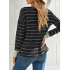 imageEVALESS Long Sleeve Tops for Women Trendy Striped Button Up Tunic Shirts Loose Fit Sexy Henley Tee Blouses5b Black