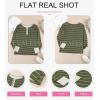 imageEVALESS Long Sleeve Tops for Women Trendy Striped Button Up Tunic Shirts Loose Fit Sexy Henley Tee BlousesB Green