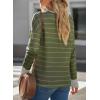 imageEVALESS Long Sleeve Tops for Women Trendy Striped Button Up Tunic Shirts Loose Fit Sexy Henley Tee BlousesB Green