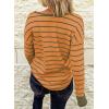 imageEVALESS Long Sleeve Tops for Women Trendy Striped Button Up Tunic Shirts Loose Fit Sexy Henley Tee BlousesB Orange