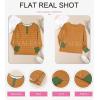 imageEVALESS Long Sleeve Tops for Women Trendy Striped Button Up Tunic Shirts Loose Fit Sexy Henley Tee BlousesB Orange