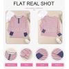 imageEVALESS Long Sleeve Tops for Women Trendy Striped Button Up Tunic Shirts Loose Fit Sexy Henley Tee BlousesB Pink
