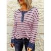 imageEVALESS Long Sleeve Tops for Women Trendy Striped Button Up Tunic Shirts Loose Fit Sexy Henley Tee BlousesB Pink