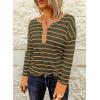 imageEVALESS Long Sleeve Tops for Women Trendy Striped Button Up Tunic Shirts Loose Fit Sexy Henley Tee BlousesB Stripes
